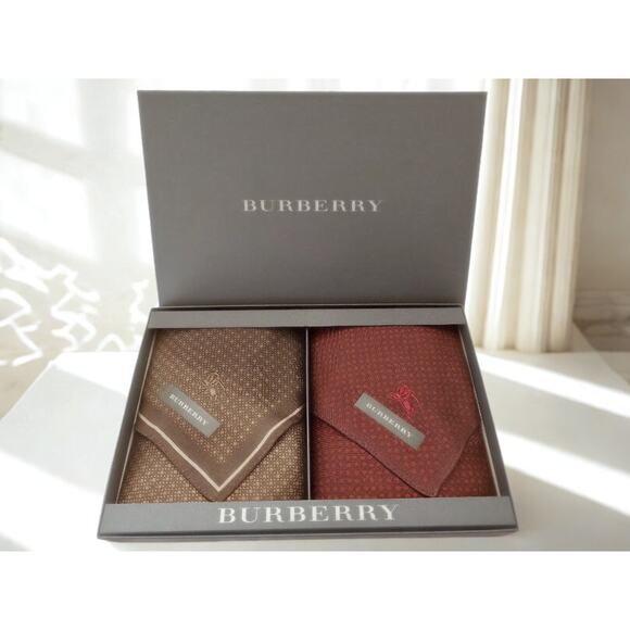 Burberry Handkerchief Gift Set NIB – Brown & Deep Red - Picture 2 of 4